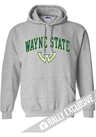 Rally Wayne State Warriors Mens Arched Mascot Long Sleeve Hoodie