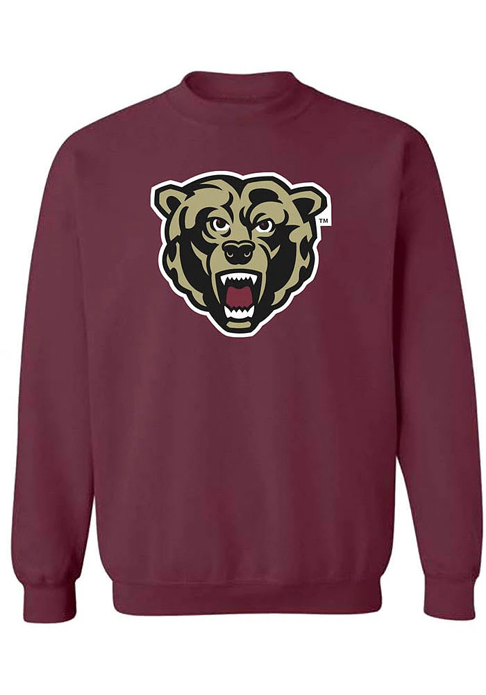 Rally Kutztown University Mens Maroon Priamary Logo Long Sleeve Crew Sweatshirt