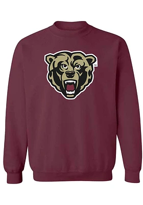 Rally Kutztown University Mens Maroon Priamary Logo Long Sleeve Crew Sweatshirt