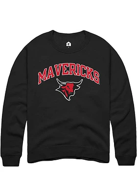 Rally UNO Mavericks Mens Black Sport Drop-Hockey Long Sleeve Crew Sweatshirt