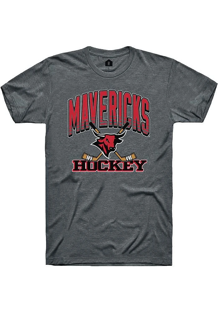 Rally UNO Mavericks Dark Grey Hockey Number One Short Sleeve T Shirt