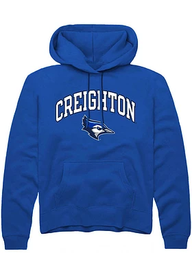 Rally Creighton Bluejays Mens Blue Arch Mascot Long Sleeve Hoodie