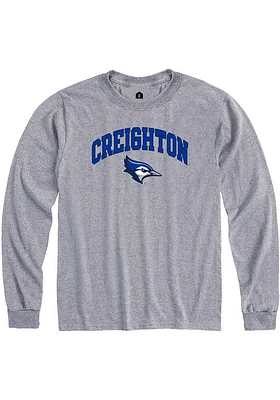 Rally Creighton Bluejays Grey Arch Mascot Long Sleeve T Shirt