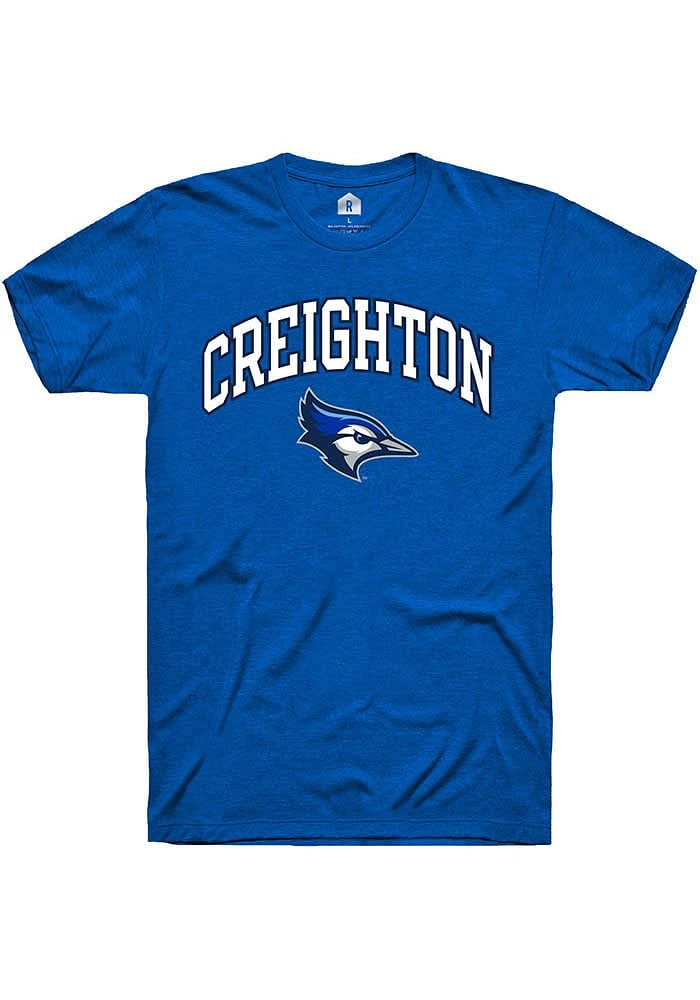 Rally Creighton Bluejays Blue Bold Arch Mascot Short Sleeve T Shirt