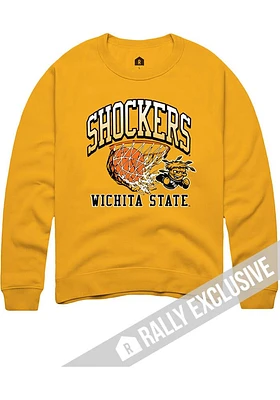 Rally Wichita State Shockers Mens Gold Basketball Net Triblend Long Sleeve Fashion Sweatshirt