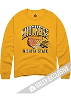 Rally Wichita State Shockers Mens Gold Basketball Net Triblend Long Sleeve Fashion Sweatshirt