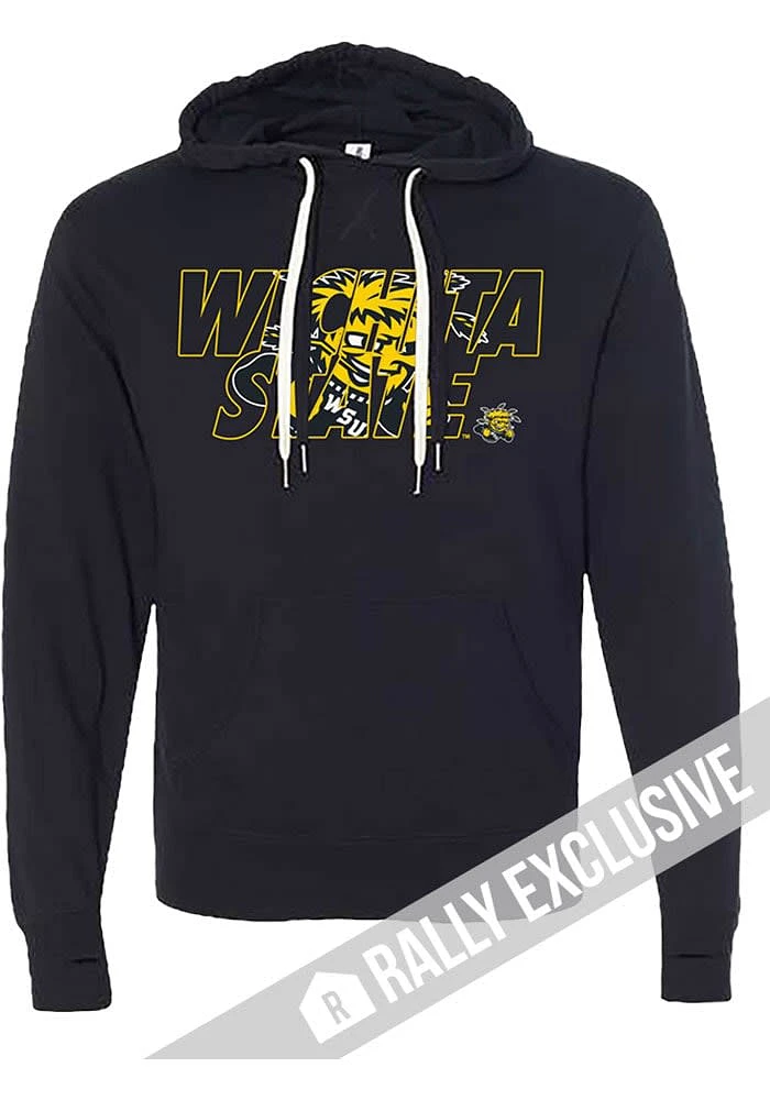 Rally Wichita State Shockers Mens Black Masked Triblend Fashion Hood
