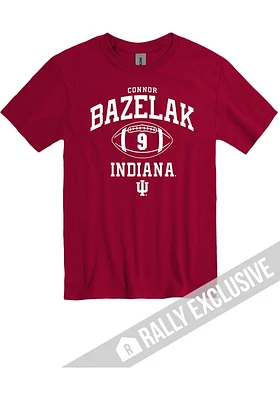 Connor Bazelak Indiana Hoosiers Red Football Player Name and Number Short Sleeve Fashion T..