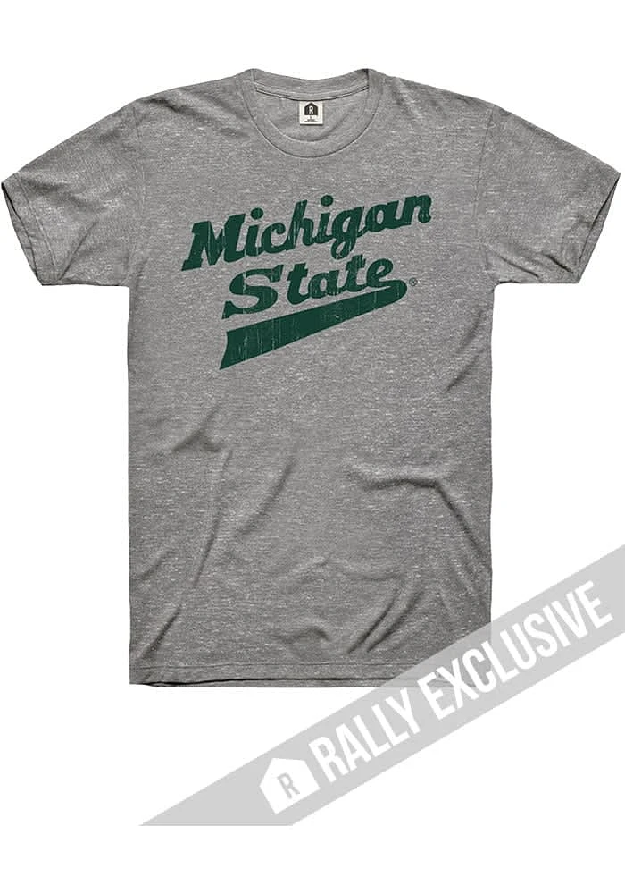 Rally Michigan State Spartans Grey Script Brands, Inc. Short Sleeve Fashion T Shirt
