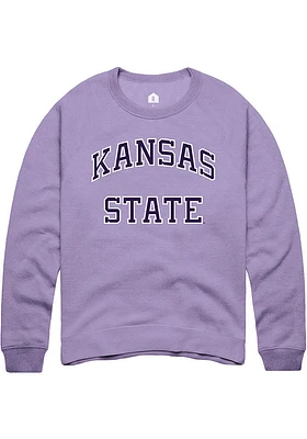 Rally K-State Wildcats Mens Lavender Arch Name Long Sleeve Crew Sweatshirt