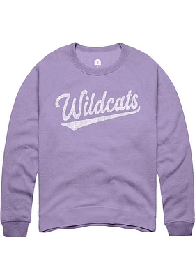 Rally K-State Wildcats Mens Lavender Script Long Sleeve Crew Sweatshirt