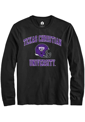 Rally TCU Horned Frogs Black Football Helmet Long Sleeve Fashion T Shirt