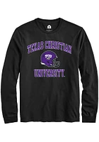 Rally TCU Horned Frogs Black Football Helmet Long Sleeve Fashion T Shirt