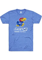 Jared Casey Kansas Jayhawks Blue Front Football Name and Number Short Sleeve Player T Shirt