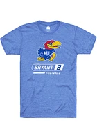 Cobee Bryant Kansas Jayhawks Blue Football Name and Number Short Sleeve Player T Shirt