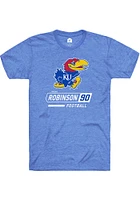 Jereme Robinson Kansas Jayhawks Blue Football Name and Number Short Sleeve Player T Shirt