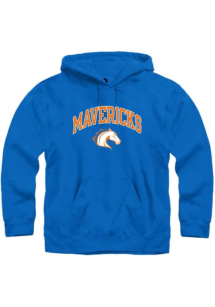 Rally UTA Mavericks Mens Blue Arch Mascot Long Sleeve Hoodie
