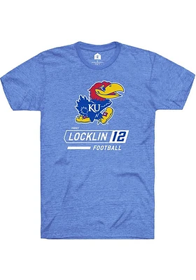 Torry Locklin Kansas Jayhawks Blue Football Name and Number Short Sleeve Player T Shirt