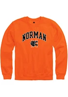 Rally Norman High School Tigers Mens Orange Arch Mascot Long Sleeve Crew Sweatshirt