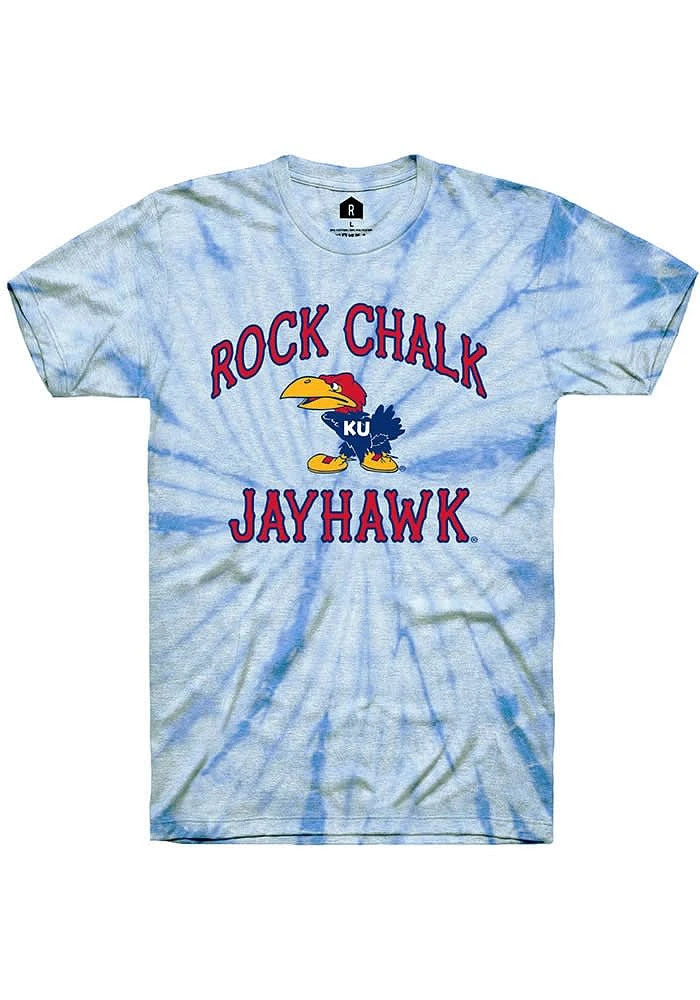 Rally Kansas Jayhawks Youth Light Blue Rock Chalk 41 Tie Dye Short Sleeve T-Shirt