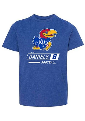 Jalon Daniels Kansas Jayhawks Youth Light Blue Football #6  Player Tee