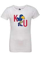 Rally Kansas Jayhawks Girls White 1912 Jayhawk W/ KU Initials Short Sleeve Tee