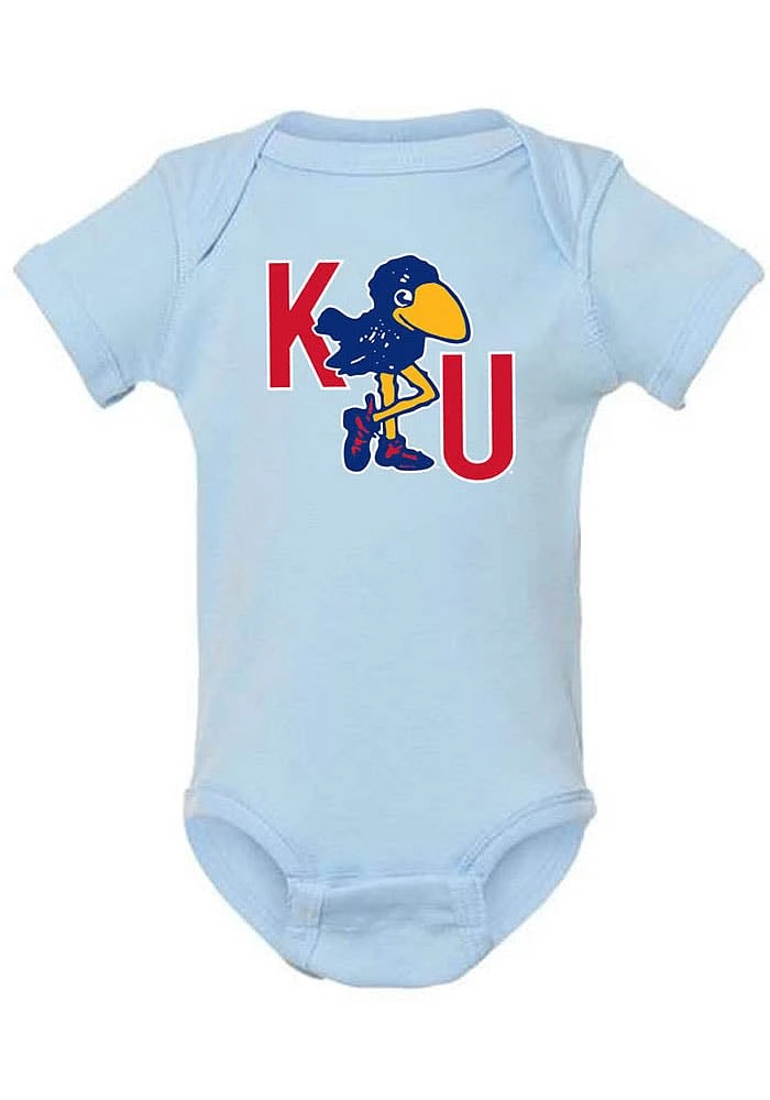 Rally Kansas Jayhawks Baby Light Blue 1912 Jayhawk W/ KU Initials Short Sleeve One Piece