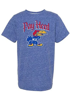 Rally Kansas Jayhawks Youth Pay Heed Arch 41 Bird Short Sleeve T-Shirt