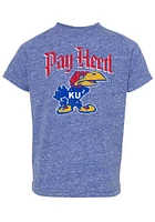 Rally Kansas Jayhawks Toddler Blue Pay Heed Arch 41 Bird Short Sleeve T-Shirt