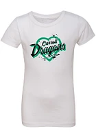 Rally Carroll High School Dragons Girls White Airbrush Heart Short Sleeve Tee