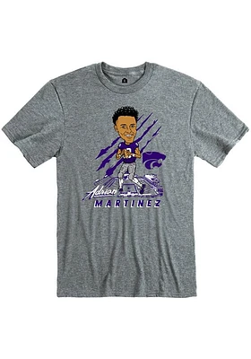 Adrian Martinez K-State Wildcats Grey Caricature Football Short Sleeve Fashion Player T Shirt
