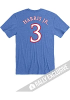 Dajuan Harris Jr Kansas Jayhawks Blue Basketball Name And Number Short Sleeve Player T Shirt