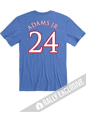 KJ Adams Jr Kansas Jayhawks Blue Basketball Name And Number Short Sleeve Player T Shirt