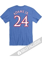 KJ Adams Jr Kansas Jayhawks Blue Basketball Name And Number Short Sleeve Player T Shirt