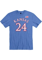 KJ Adams Jr Kansas Jayhawks Blue Basketball Name And Number Short Sleeve Player T Shirt