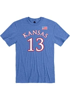 Charlie McCarthy Kansas Jayhawks Blue Basketball Name And Number Short Sleeve Player T Shirt