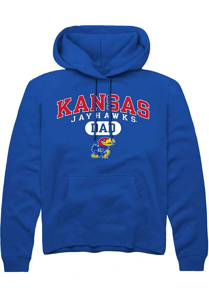 Rally Kansas Jayhawks Mens Blue Dad Pill Long Sleeve Hoodie
