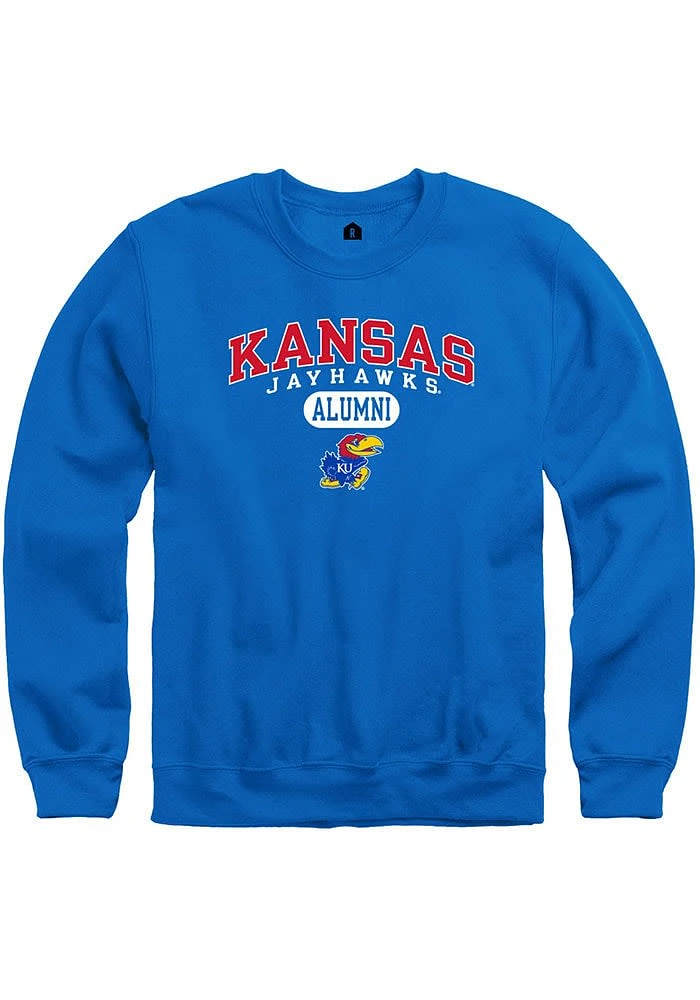 Rally Kansas Jayhawks Mens Blue Alumni Pill Long Sleeve Crew Sweatshirt