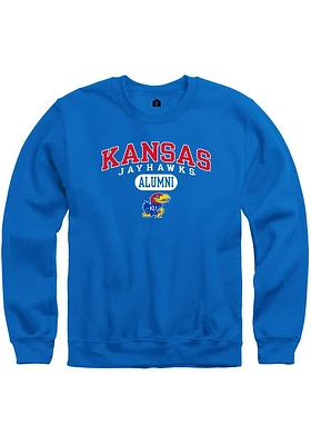 Rally Kansas Jayhawks Mens Blue Alumni Pill Long Sleeve Crew Sweatshirt
