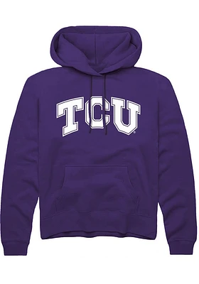 Rally TCU Horned Frogs Mens Purple Arched Wordmark Long Sleeve Hoodie