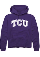 Rally TCU Horned Frogs Mens Purple Arched Wordmark Long Sleeve Hoodie