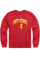 Rally Pitt State Gorillas Mens Red Arch Mascot Long Sleeve Crew Sweatshirt