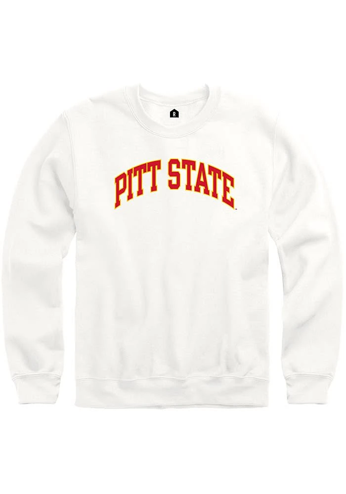Rally Pitt State Gorillas Mens White Arch Name Long Sleeve Crew Sweatshirt