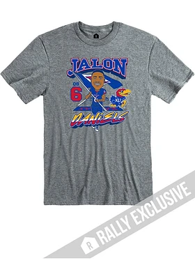 Jalon Daniels Kansas Jayhawks Grey Caricature Football Short Sleeve Fashion Player T Shirt