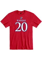 Daniel Hishaw Jr Kansas Jayhawks Red Football Name and Number Short Sleeve Player T Shirt