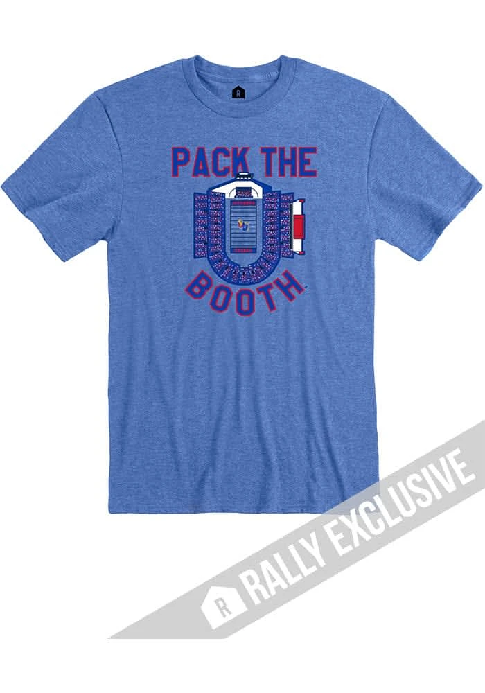 Rally Kansas Jayhawks Blue Pack The Booth Short Sleeve Fashion T Shirt