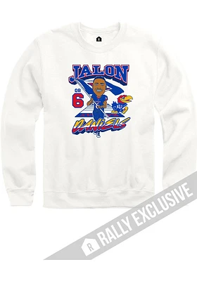 Jalon Daniels Kansas Jayhawks Mens White Caricature Football Player Crew