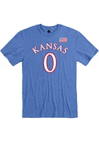 Bobby Pettiford Jr Kansas Jayhawks Blue Basketball Name and Number Short Sleeve Player T Shirt