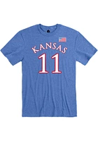 MJ Rice Kansas Jayhawks Blue Basketball Name and Number Short Sleeve Player T Shirt