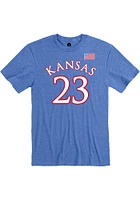 Ernest Udeh Jr Kansas Jayhawks Blue Basketball Name and Number Short Sleeve Player T Shirt